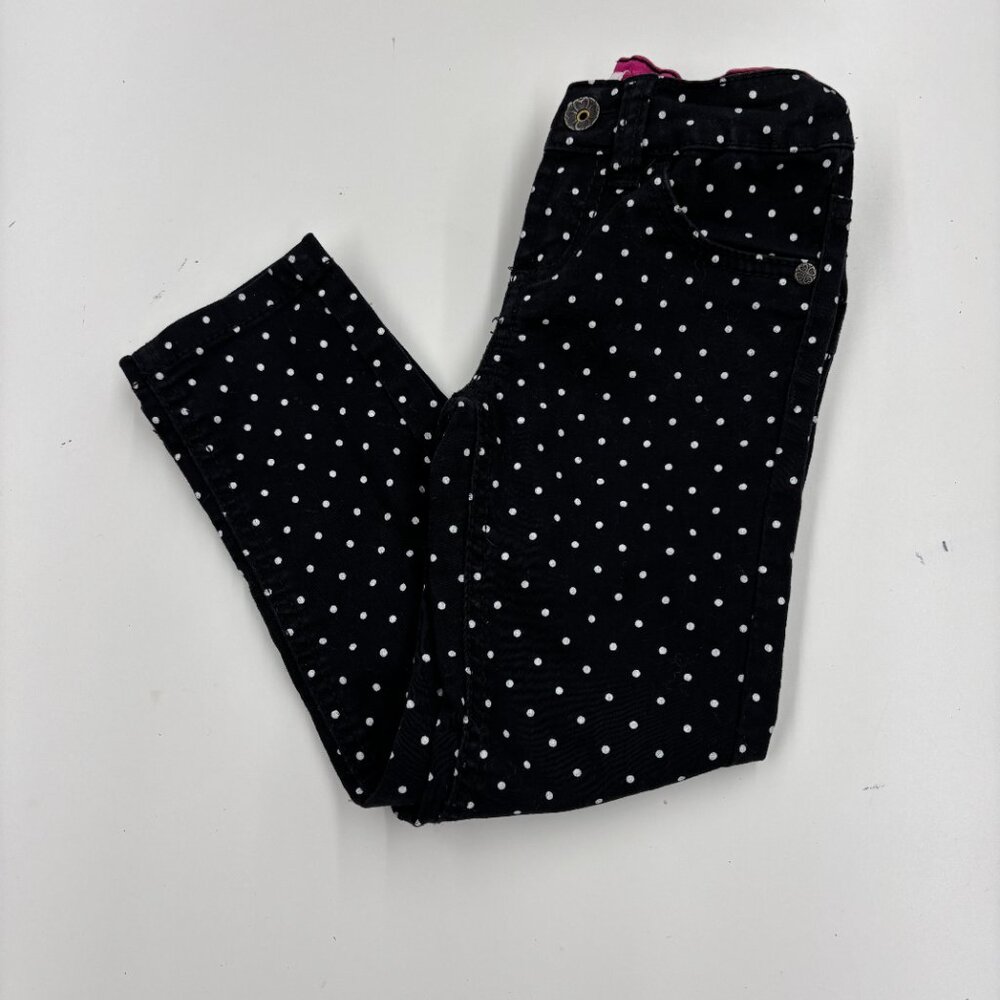Urban Star Black/White Polka Dot Cotton Pants adjustable waist Girls size 4